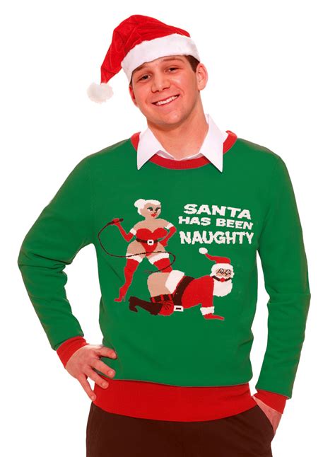 UGLY Christmas Holiday Sweater Funny NAUGHTY SANTA Green Adult Costume M L XL | eBay