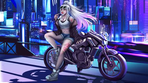 Cyberpunk Girl Bike 4k Artworks Wallpaper,HD Artist Wallpapers,4k Wallpapers,Images,Backgrounds ...