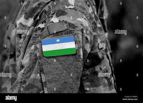 Flag of Puntland State of Somalia on soldiers arm. Puntland State of ...