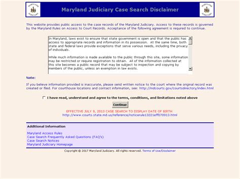 Maryland Judiciary Case Search Disclaimer