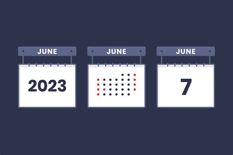 2023 calendar design June 7 icon. 7th June calendar schedule ...