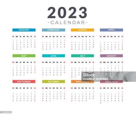 Kalender 2023 Basismodell Stock Vektor Art und mehr Bilder von 2023 ...