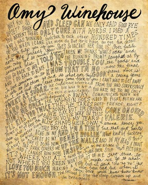 Amy Winehouse Lyrics and Quotes 8x10 Handdrawn and | Etsy