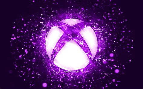 Xbox purple logo, purple neon lights, creative, purple abstract background, Xbox logo, HD ...