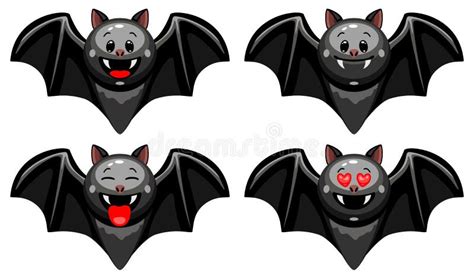 Cartoon Bat Emoji Isolated On White Background Stock Illustration ...