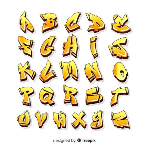 Yellow graffiti alphabet Vector | Free Download