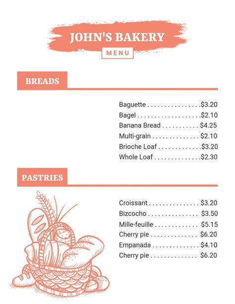 Bakery Menu Design Ideas, Examples, and Samples