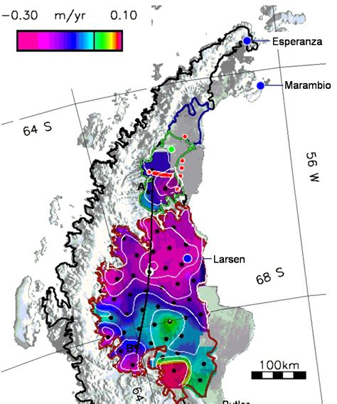 World Data Centre for Glaciology, Cambridge » Thinning of the Larsen Ice Shelf, Antarctica