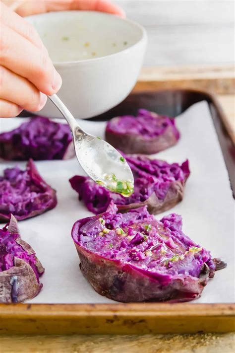 Roasted Stokes Purple Sweet Potato Recipe - Smashed Purple Potatoes