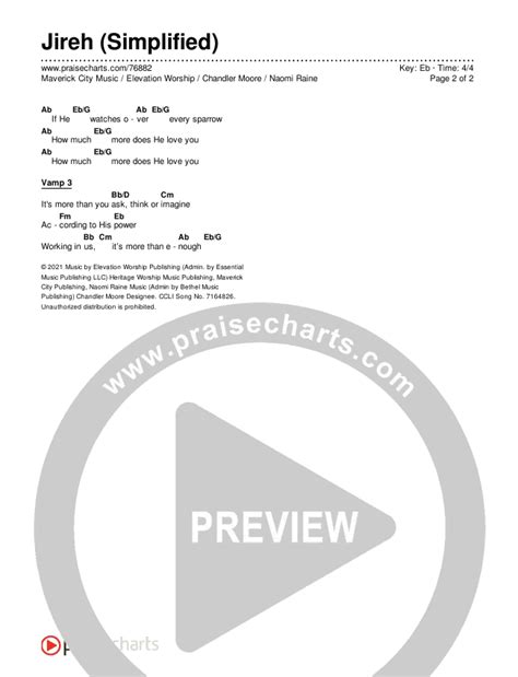 Jireh (Simplified) Chords PDF (Maverick City Music / Elevation Worship / Chandler Moore / Naomi ...