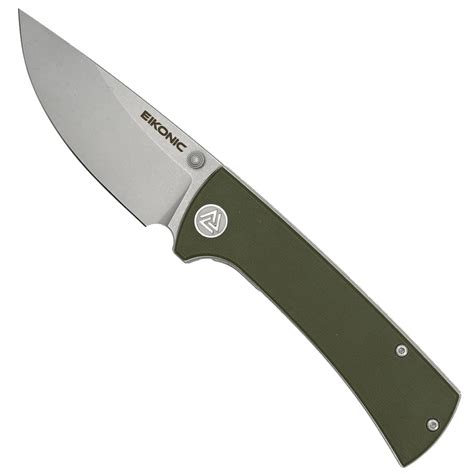 Eikonic Olive Green G10 RCK9 Chaves Knife, Satin Blade | BladeOps