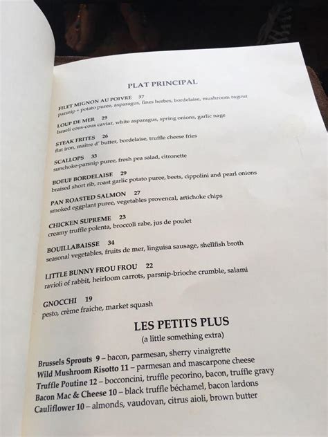 Menu at Perch restaurant, Los Angeles