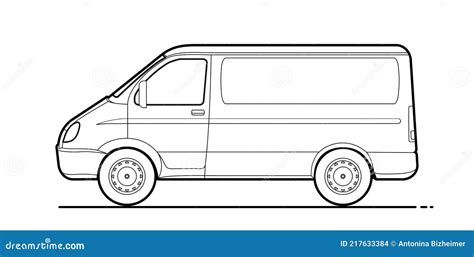 Vector Outline Van, Lorry, Side View. Empty Van Template for ...