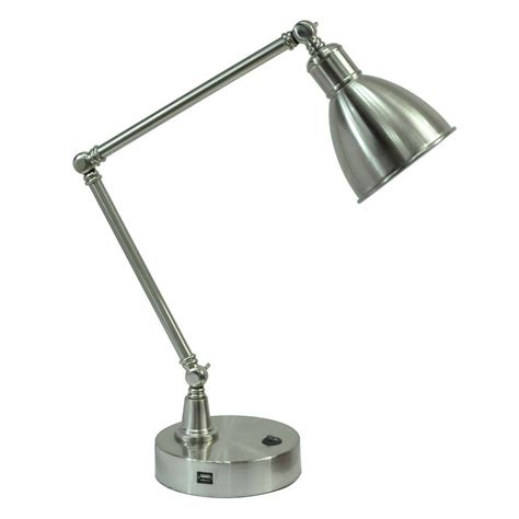 Hampton Bay 24 in. LED Nickel Task Lamp with USB Port-LD1165-SN - The Home Depot