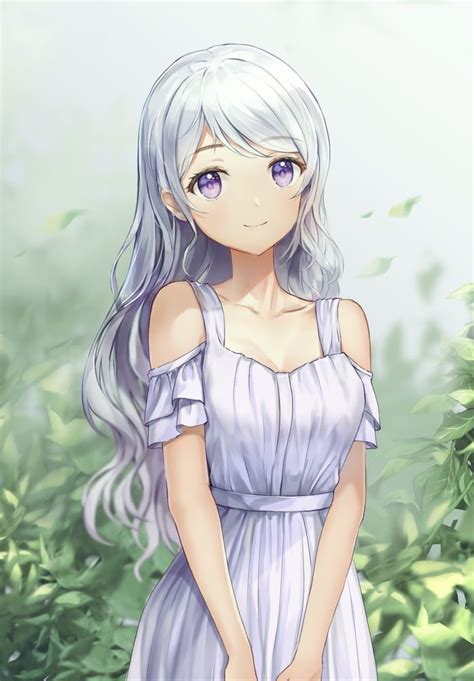 Purple eyes and silver hair - Anime Waifu | Chica rubia de animé, Chica ...