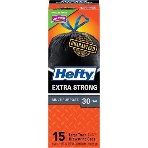 Hefty Strong Multipurpose Large Black Trash Bags, 30 Gallon, 15 Count ...