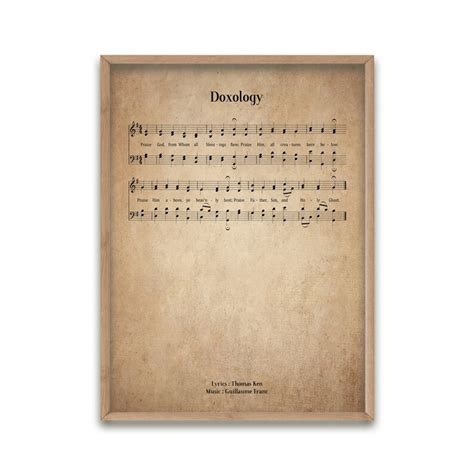 Doxology Vintage Hymn Wall Art Print Biblical Sheet Music | Etsy