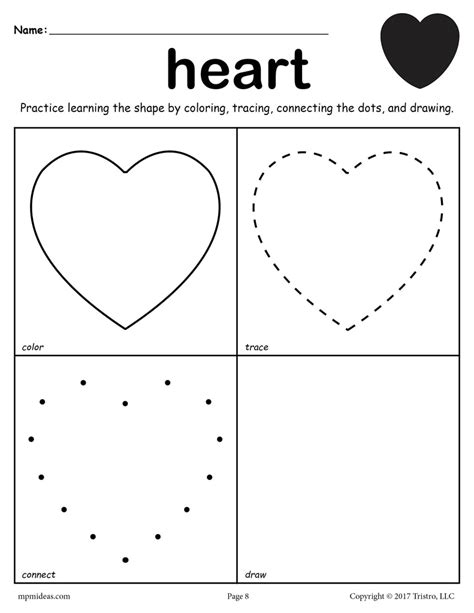 Heart Worksheet - Color, Trace, Connect, & Draw! – SupplyMe