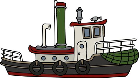Funny Old Steam Tug Shipping Remorker Green Vector, Shipping, Remorker, Green PNG and Vector ...