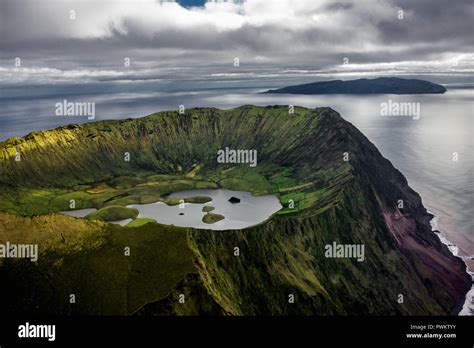 Aerial view of Corvo Island, Azores Stock Photo - Alamy