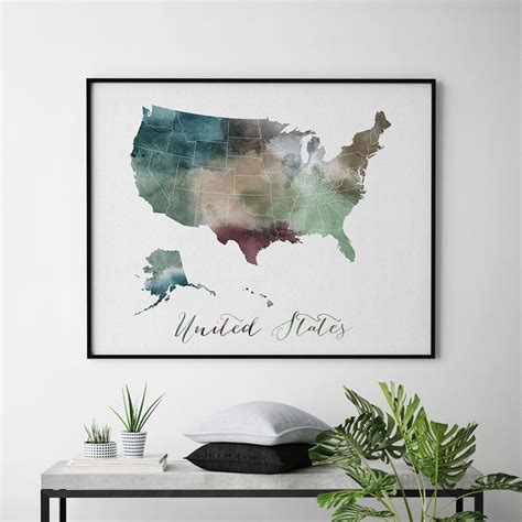 United States print travel map U.S. poster United States | Etsy