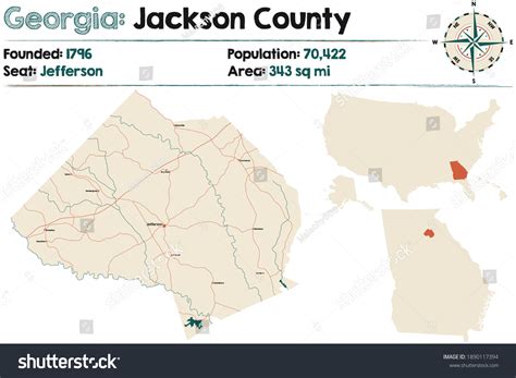 Large Detailed Map Jackson County Georgia Stock Vector (Royalty Free ...