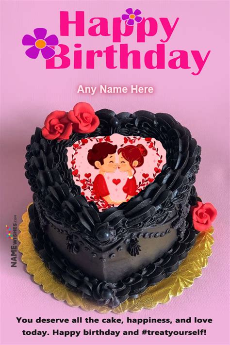 Heart Shape Happy Birthday Cake For Dear Husband Wife