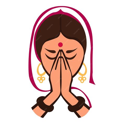 Premium Vector | Colorful Indian Lady in namaste gesture