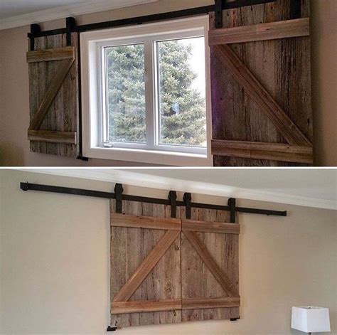 Rustic Wood Barn Door Shutters for Windows Farmhouse Style Window Treatments - Etsy | Basement ...