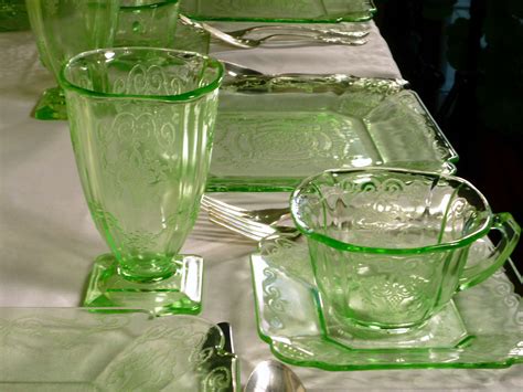 Lorain Depression Glass – Beautiful Basket Pattern in Green and Yellow from Indiana