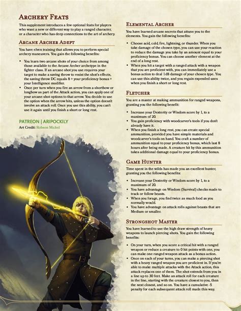 Feats of Archery - a few more feats for range-based characters: UnearthedArcana