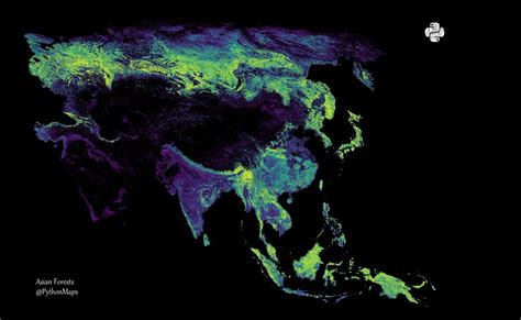 Asian Forests! This map shows the percentage tree... - Maps on the Web