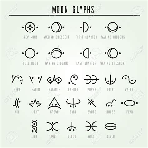 Moon glyphs. Sacred geometry. line style Stock Vector - 55367489 | Moon ...