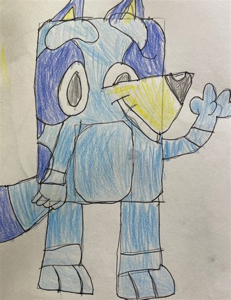 Realistic "Bluey" drawing by Brennan