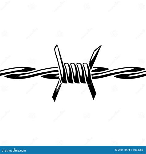 Barbed Wire Illustration. Sharp Barbwire Border Chain Stock Vector - Illustration of vector ...