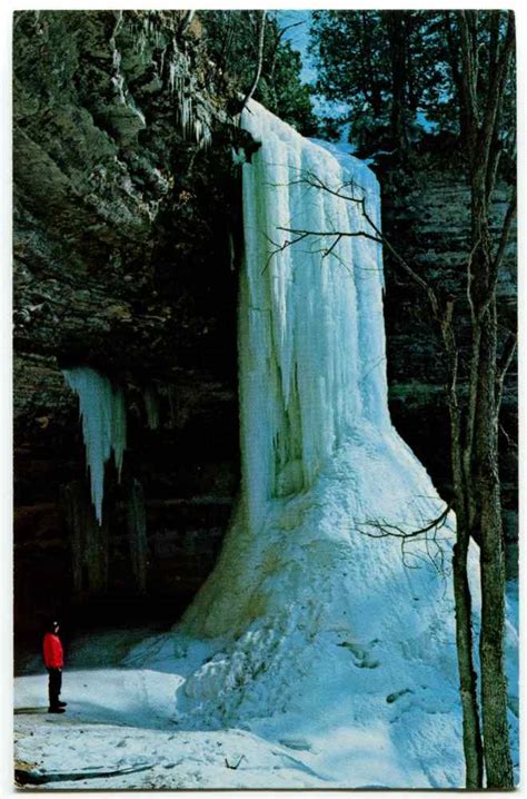 Frozen Falls, Winter Scene Munising Falls, Munising MI Michigan 1960s | eBay