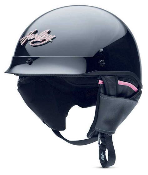 Harley-Davidson® Womens Pink Label Bling Hybrid 1/2 Helmet Gloss Black ...