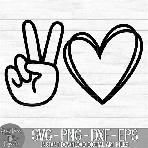 Peace and Love Instant Digital Download Svg Png Dxf and - Etsy