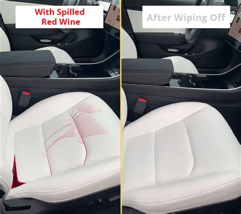 Tesla Model 3 white seats stain resistance challenge against 'red wine'