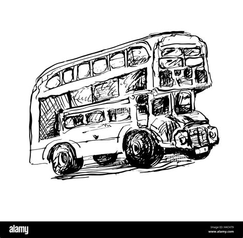 doodle black and white sketch drawing of London symbol - red bus Stock Vector Image & Art - Alamy