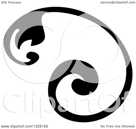 Clipart of a Black and White Floral Scroll Design 2 - Royalty Free ...