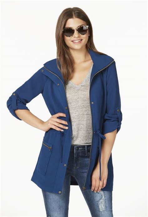 Raglan Sleeve Parka Jacket in Navy - Get great deals at JustFab