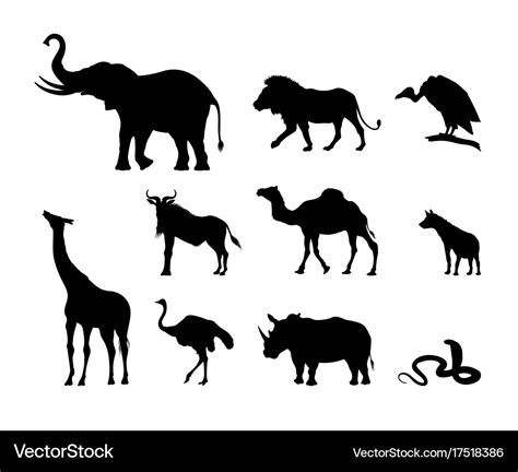 Silhouettes of african animals nature of africa Vector Image