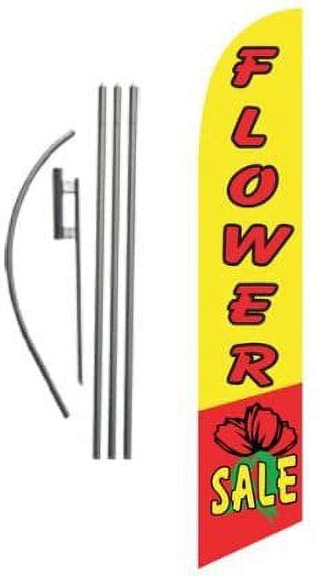Flower Sale Advertising Feather Banner Swooper Flag Sign with 15 Foot Flag Pole Kit and Ground ...