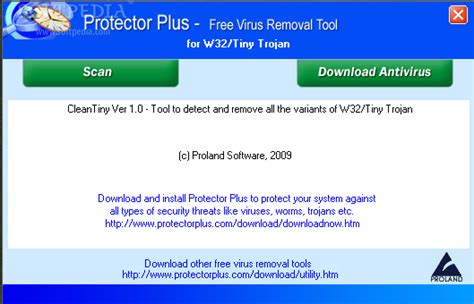 Free Virus Removal Tool for W32/Tiny Trojan 1.0 - Download, Screenshots