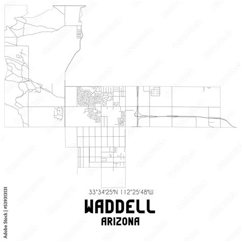 Waddell Arizona. US street map with black and white lines. Stock Illustration | Adobe Stock