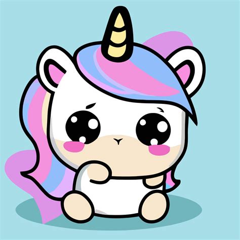 linda ilustración de unicornio unicornio kawaii chibi estilo de dibujo ...