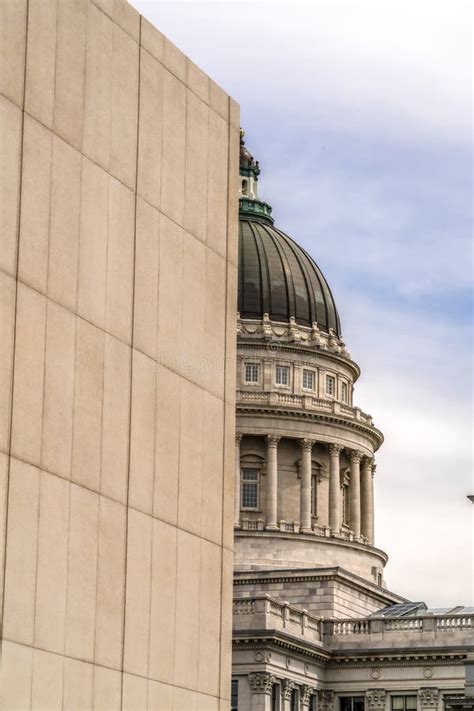 The Famous Dome of the Utah State Capitol Building Viewed Behind a Wall ...