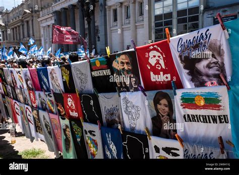 Buenos Aires - Union workers strike outside the Ministry of Justice to reverse policies ...