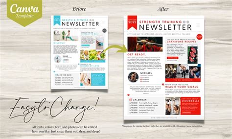 Health and Fitness Newsletter Canva Template Editable Exercise Letter ...